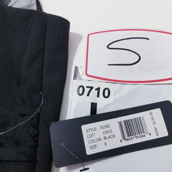 BEBE Black Ruched Illusion Neckline Ruffle Cocktail Dress Sleeveless Mock Neck - Picture 12 of 12